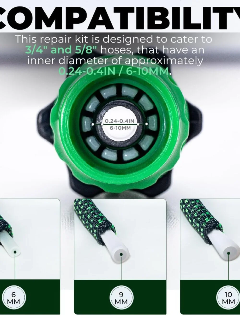 4 Sets Expandable Garden Hose Repair Kit - Universal Dual-Channel Hose Female Ma